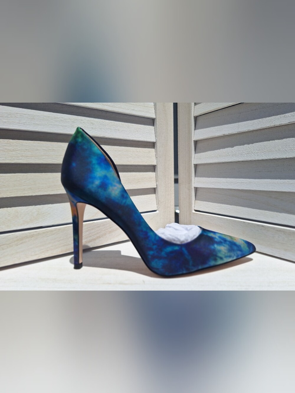 Jessica Simpson Blue-Green Satin Pointed Stiletto Pump